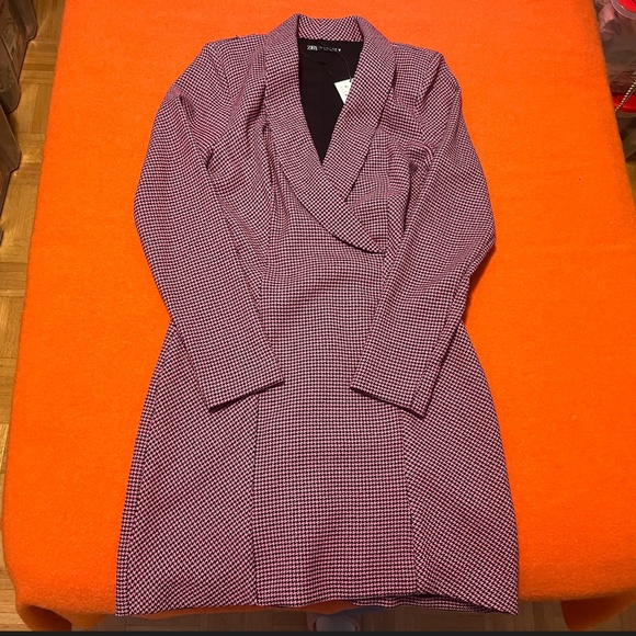 Zara pink and black houndstooth blazer dress NWT - Picture 2 of 10